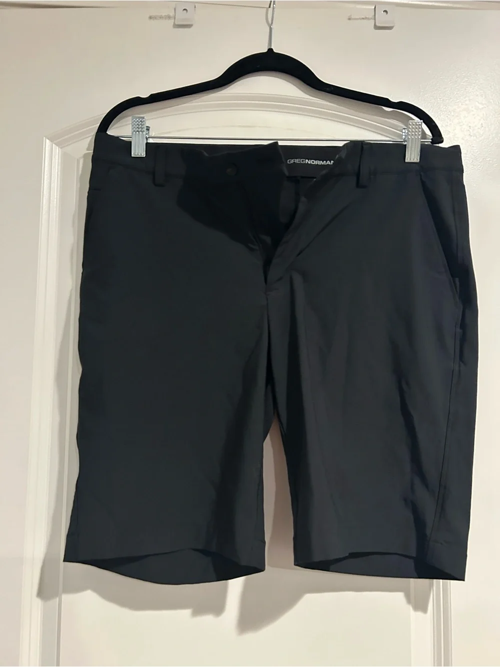 Greg Norman Collection Black Flat-Front Golf Shorts